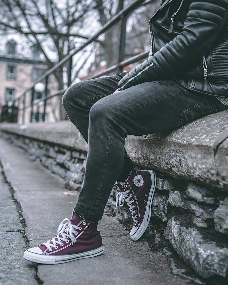 Leather jacket and store converse