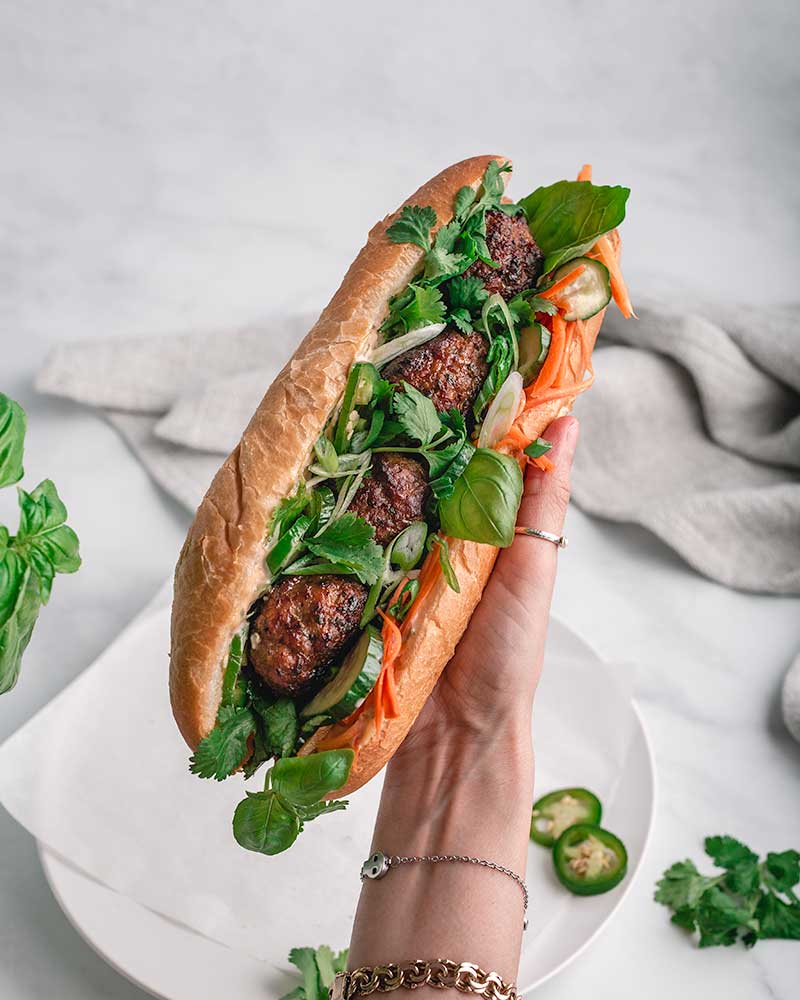 Pork meatballs Banh Mi